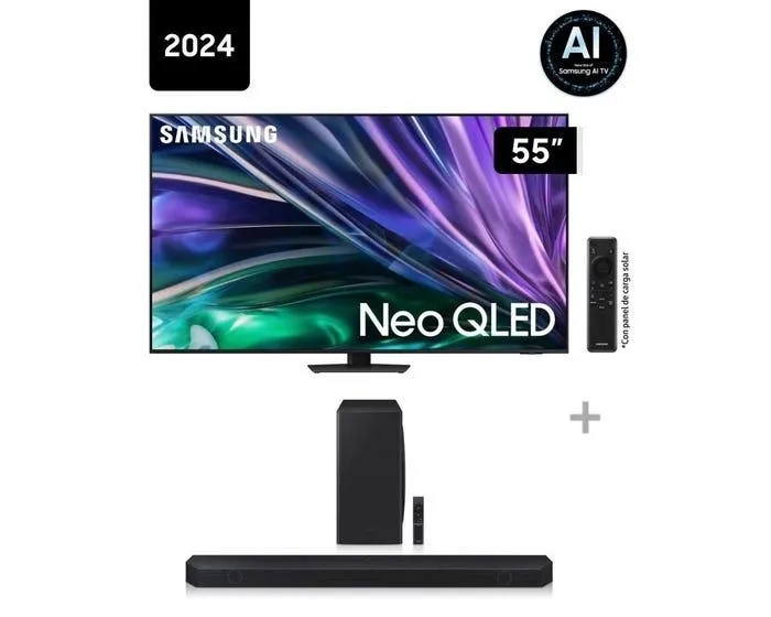 Televisor Samsung Smart TV 55" NeoQLED 4K HDR QN55QN85DBGXPE + Soundbar Samsung Wifi Bluetooth 5.1.2 CH HW-Q800C/PE