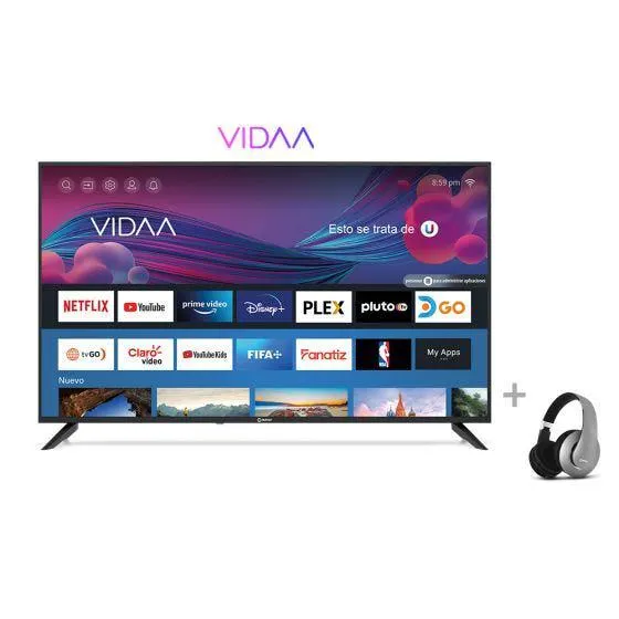 Televisor Miray LED 4K UHD Smart 50" MK50-E203 + Audífonos MIRAY AM-8677B-G Over Ear Gris