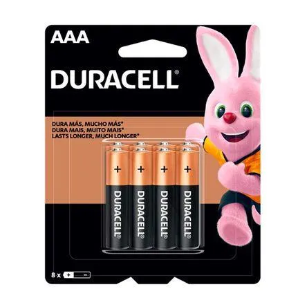 Pilas Alcalinas Duracell AAA x8 Unidades Zinc/Carbón