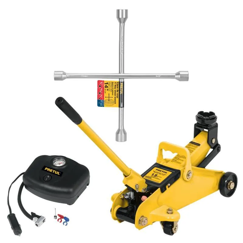 Gata tipo lagarto 1.5 Toneladas Compresor de aire y Llave Cruz 14