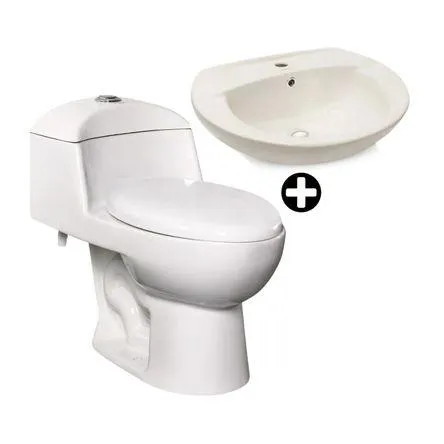 COMBO de Baño Orange Ártico Blanco: Inodoro One Piece + Lavatorio