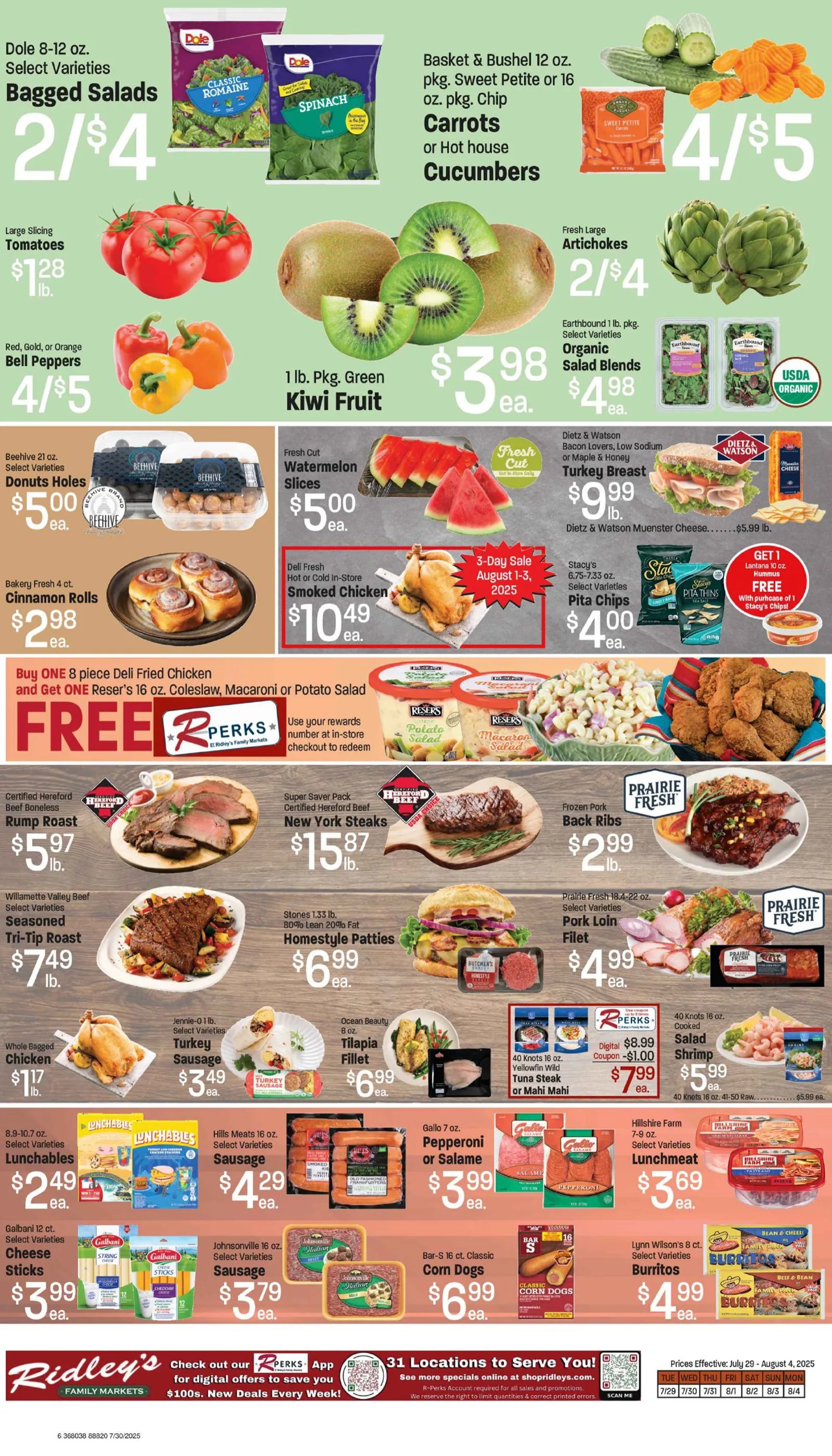 Weekly ad Ridley's Family Markets Sales from July 29 to August 5 2025 - Page 1