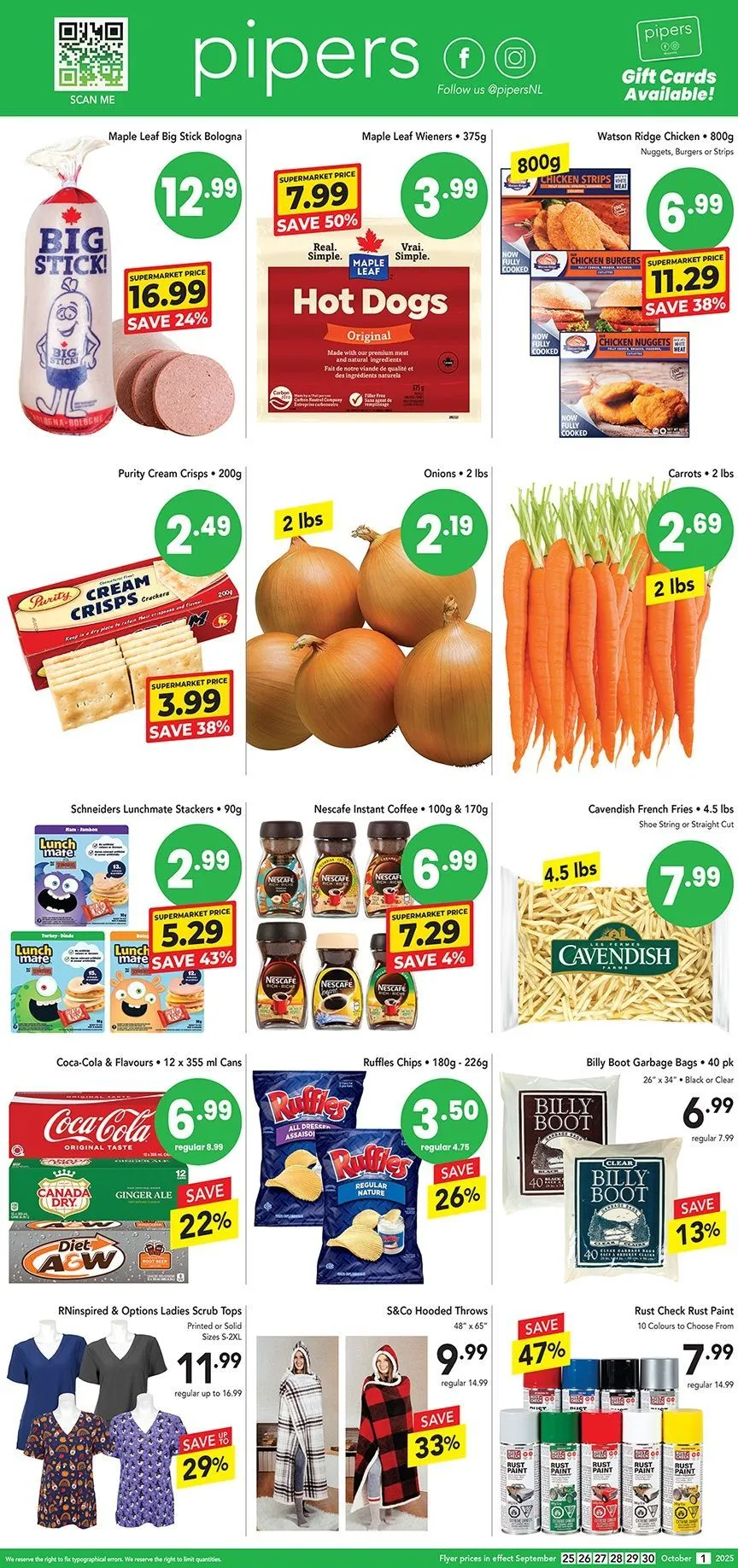 Pipers Sales from September 25 to October 1 2025 - flyer page 1
