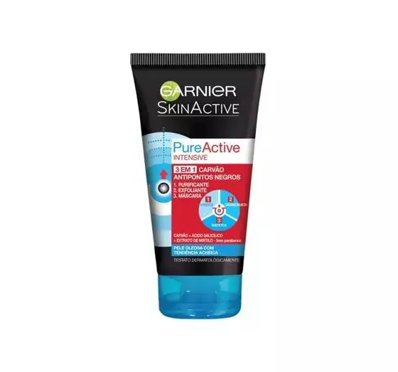 GARNIER CZYSTA SKÓRA AKTYWNY WĘGIEL 3W1 ŻEL PEELING MASECZKA PRZECIW ZASKÓRNIKOM 50ML