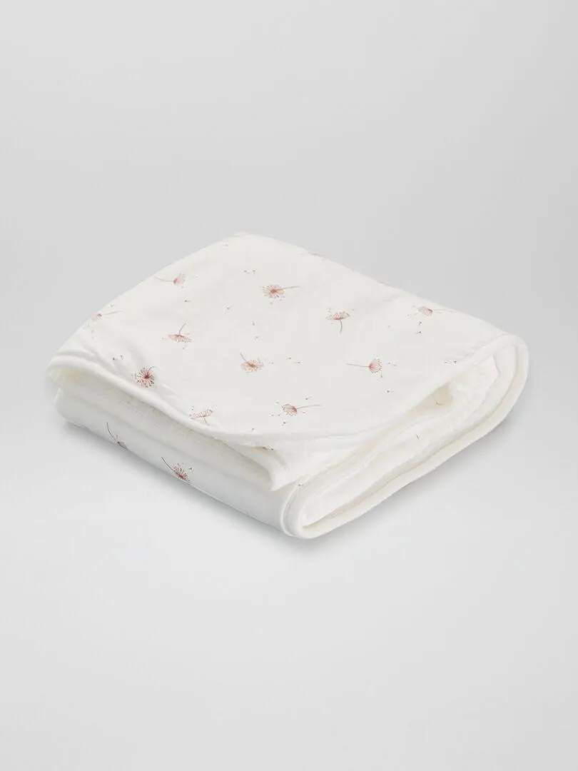 Couverture petit format en polaire - Blanc/rose