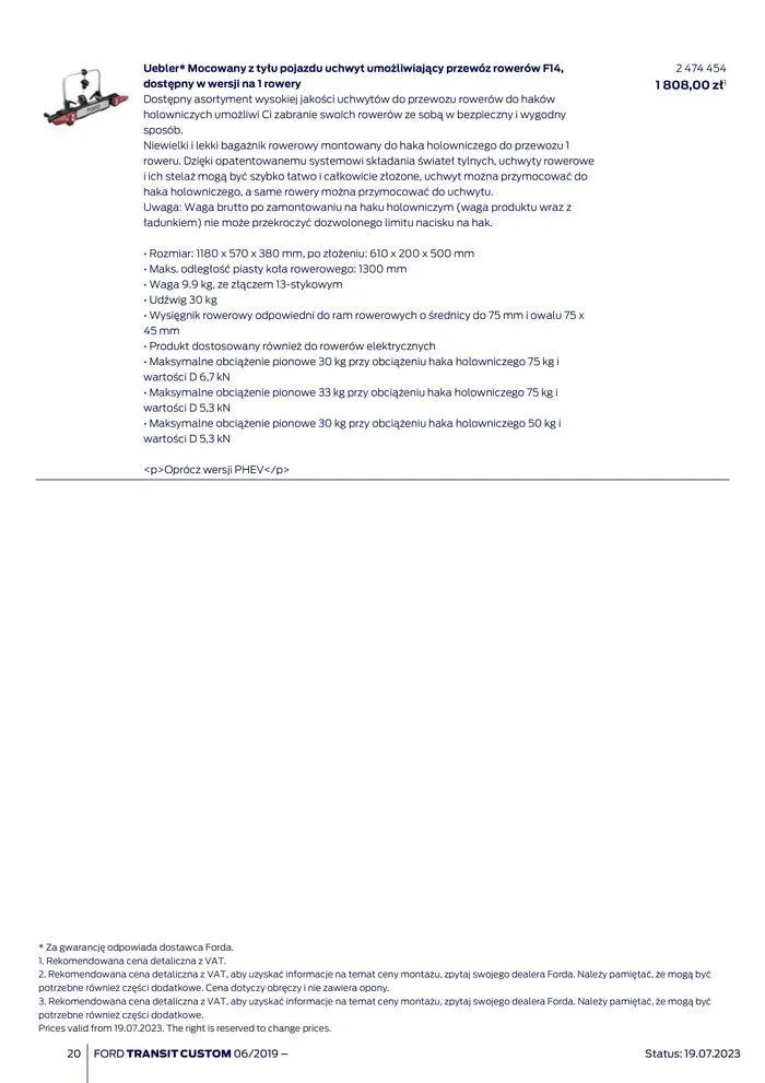 Gazetka NOWY FORD TRANSIT CUSTOM od 16 kwietnia do 16 kwietnia 2025 - Strona 20