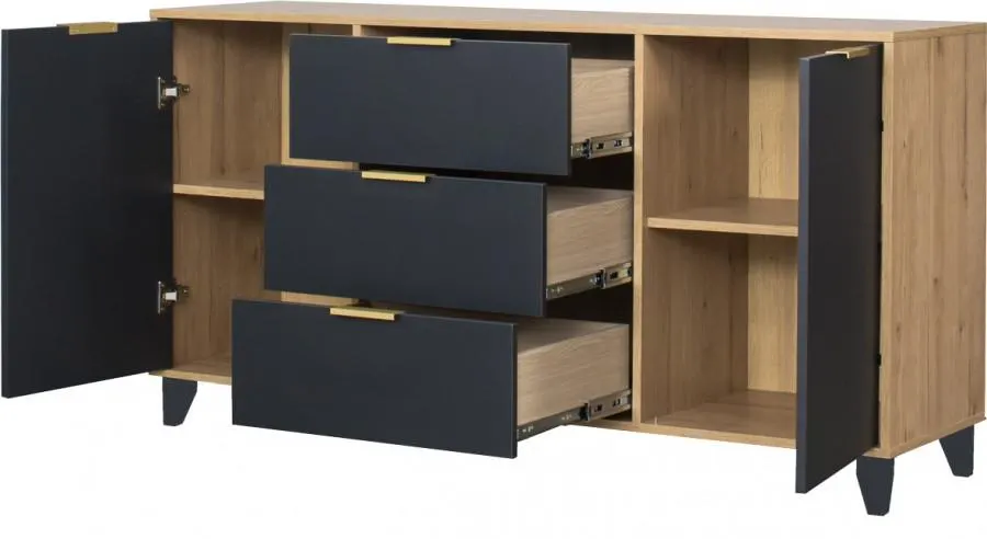 Komoda z drzwiczkami i szufladami Floryda (grafit/dąb Soma ciemny)