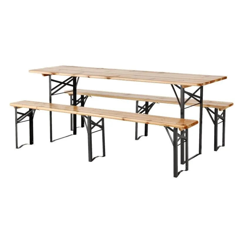 Składany stół piknikowy z ławkami 3 elementy
