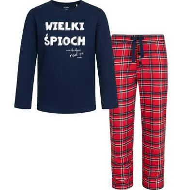 Piżama dla dziewczynki lub chłopca, uniwersalna, z napisem wielki śpioch, granatowa 3-8 lat
