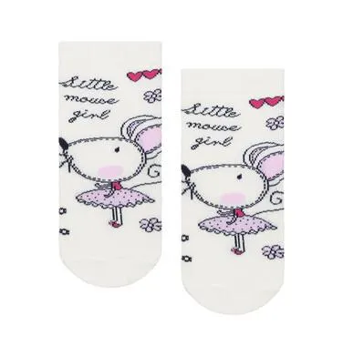 Skarpetki dziecięce, z myszką, kremowe