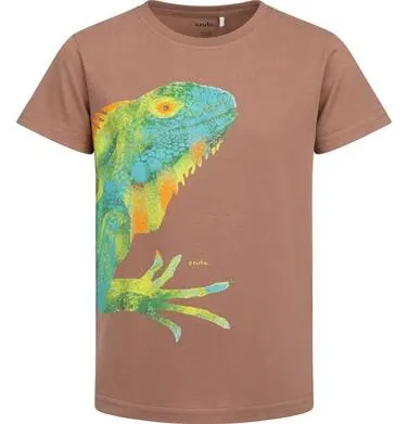 T-shirt z krótkim rękawem dla chłopca, z jaszczurką, brązowy 9-13 lat