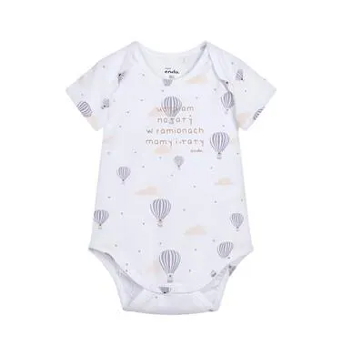 Body z krótkim rękawem dla dziecka do 2 lat, w balony, białe