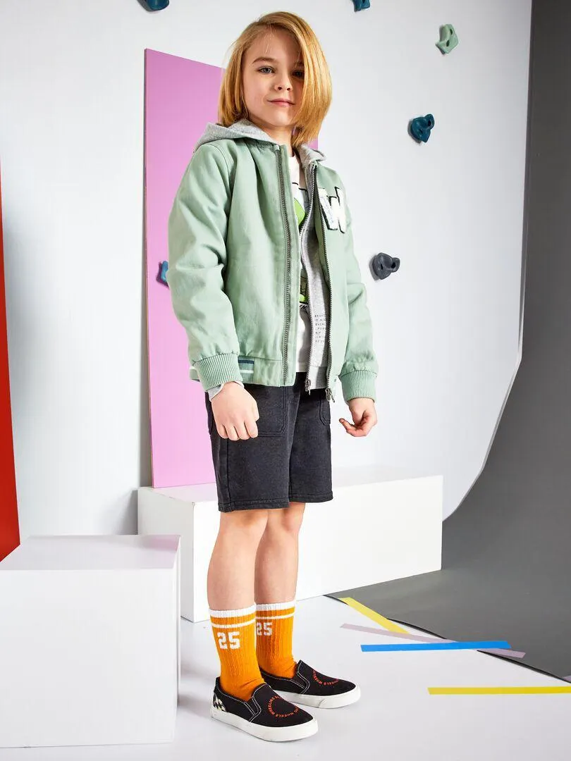 Bermuda en molleton avec grandes poches - noir