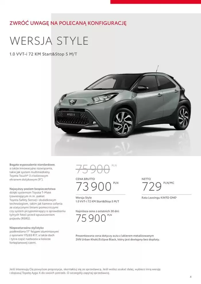 Gazetka Toyota AYGO X 2025 od 31 stycznia do 31 grudnia 2025 - Strona 4