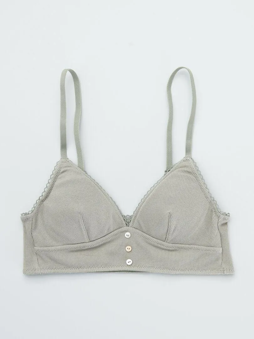 Brassière unie en maille côtelée - Vert