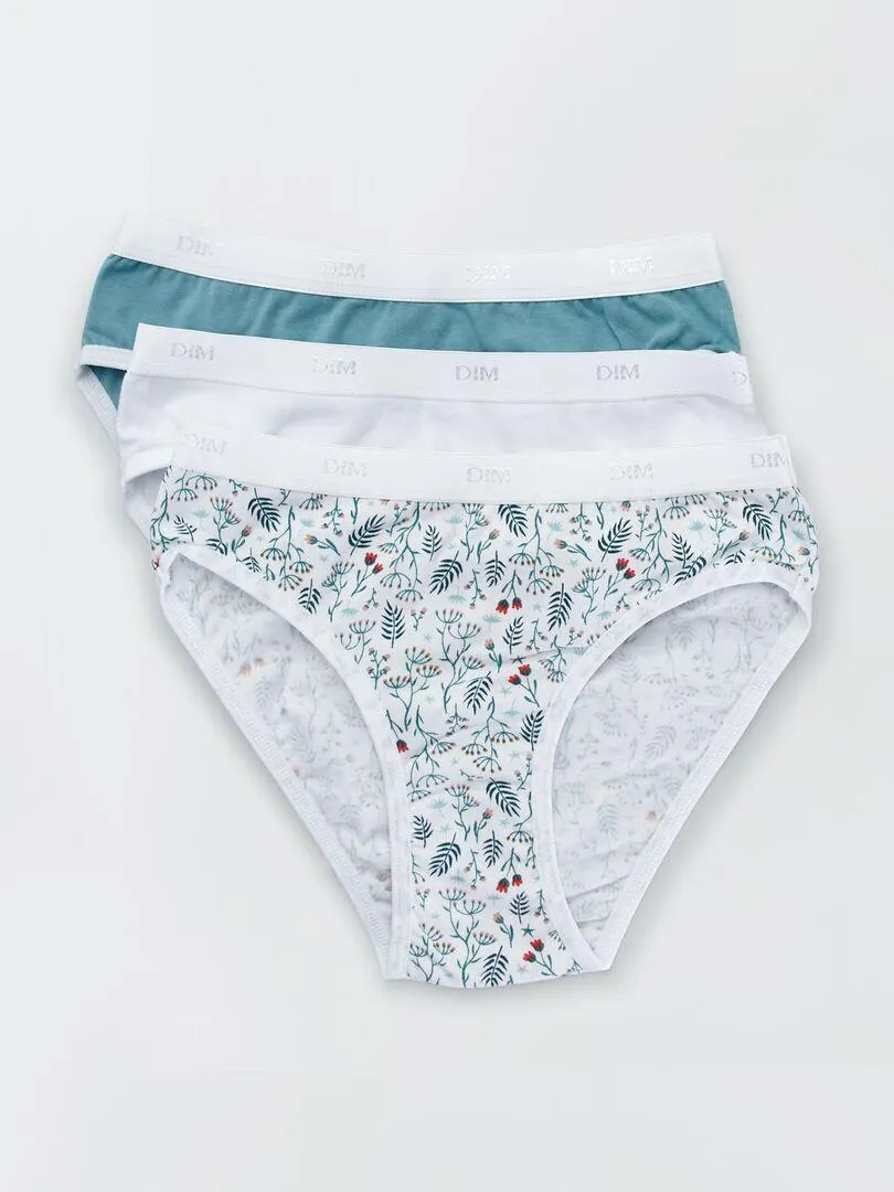 Culotte 'DIM' en jersey - Lot de 3 - Vert/fleuri