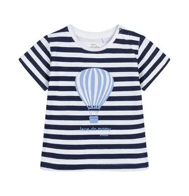 T-shirt dla dziecka do 2 lat, z napisem Lecę do mamy, w paski