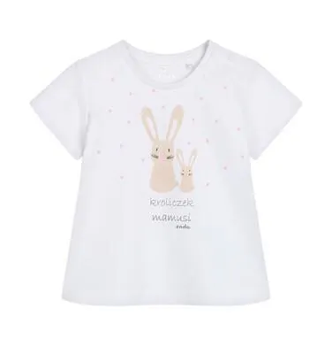 T-shirt dla dziecka do 2 lat, z małym i dużym króliczkiem, biały