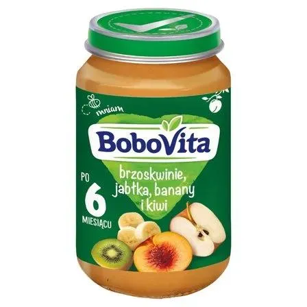 BOBOVITA BRZOSKWINIE JABŁKA BANANY I KIWI PO 6 MIESIĄCU 190 G 0.19 kg