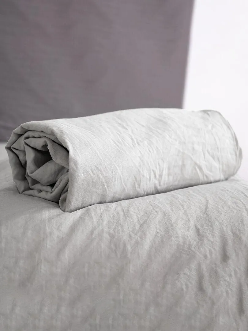 Drap housse uni - lit 2 personnes - Gris