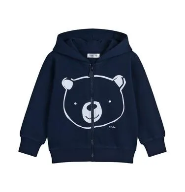 Rozpinana bluza z kapturem dla dziecka do 2 lat, z misiem, granatowa