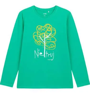 T-shirt z długim rękawem dla chłopca, z napisem nie truj, zielony 9-13 lat