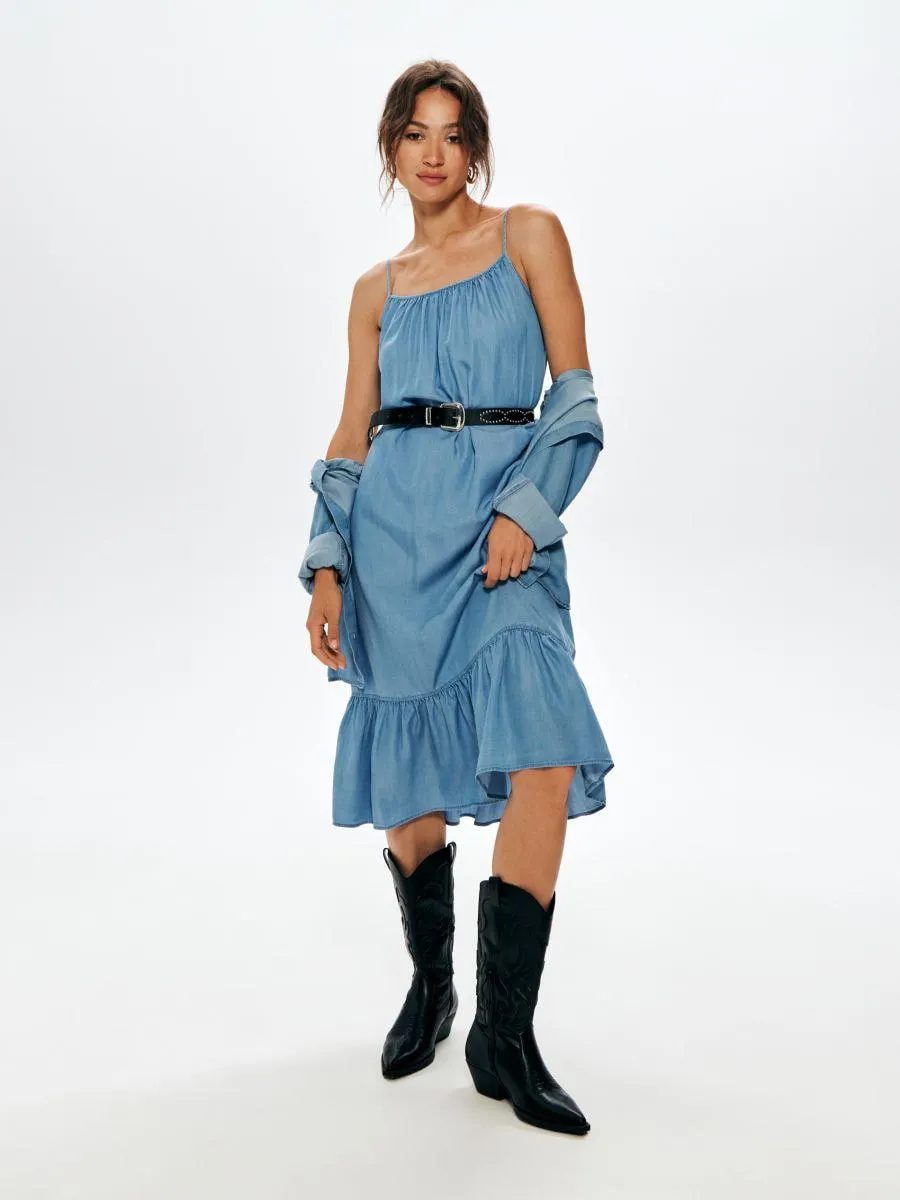 Sukienka midi z falbaną