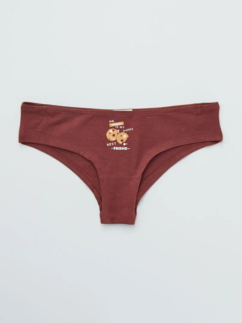 Lot de 3 shortys avec imprimés fantaisie - Marron
