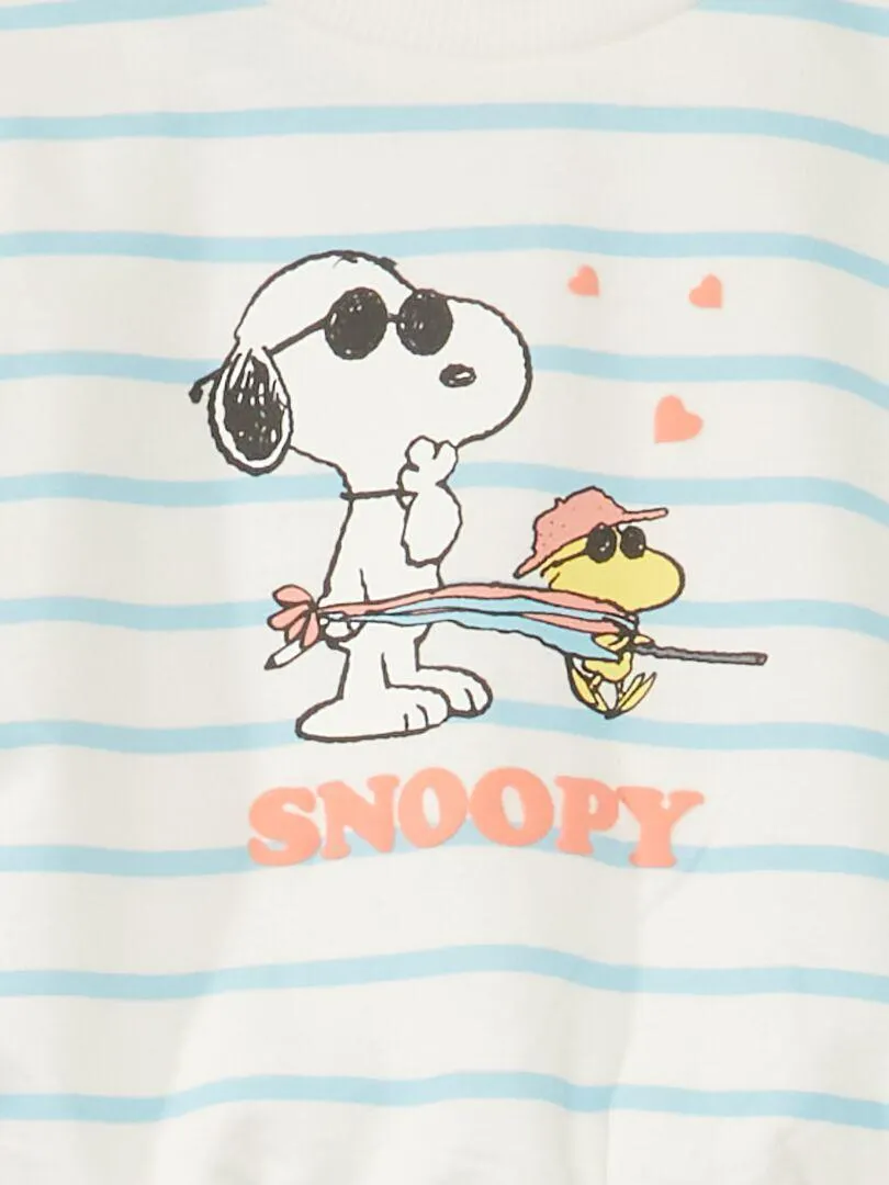 T-shirt en molleton 'Snoopy' - Blanc/bleu