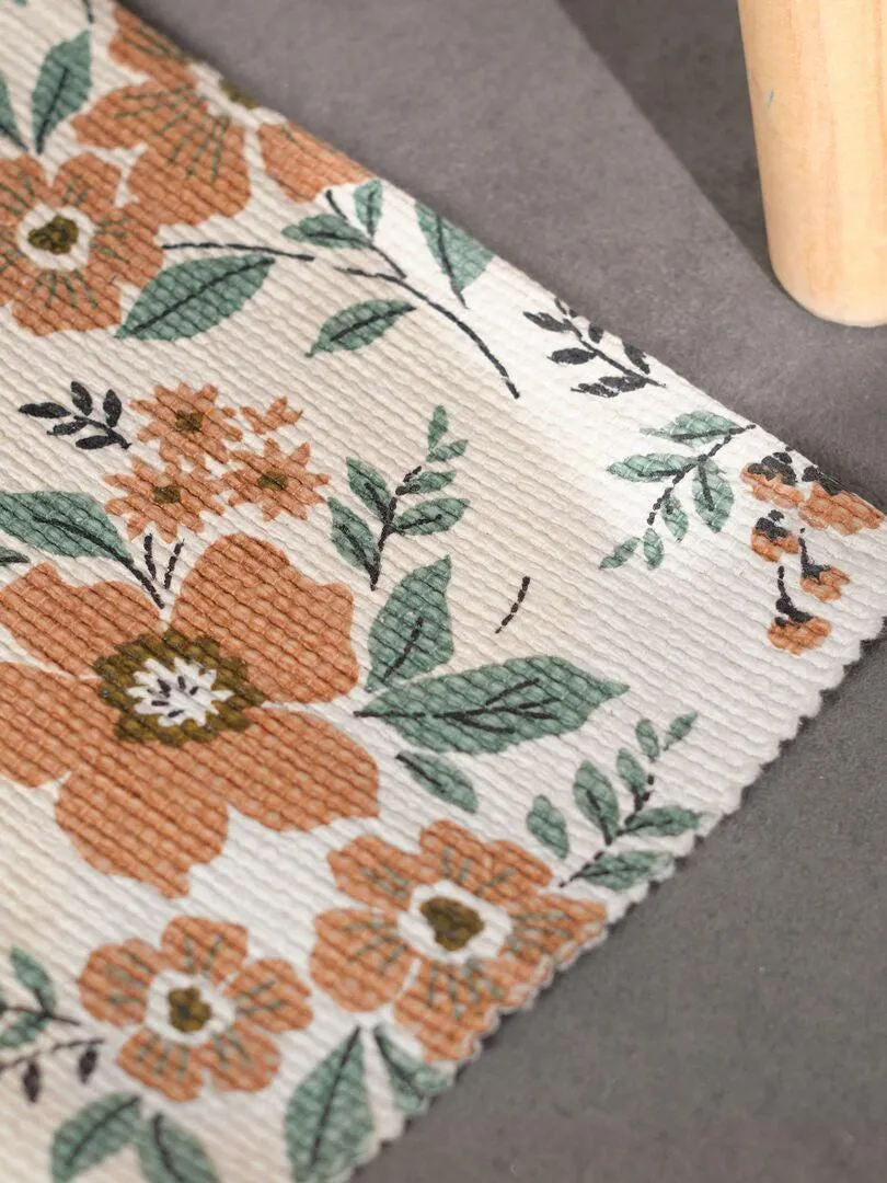 Tapis imprimé 'liberty' - Blanc/orange