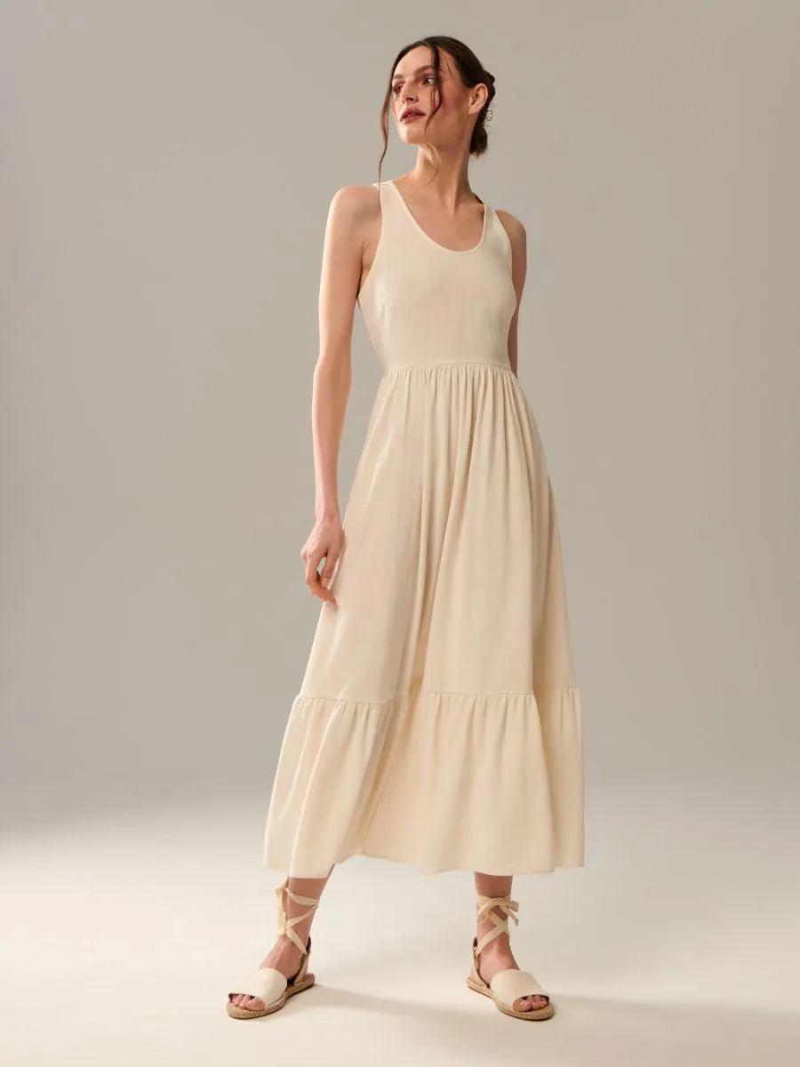 Sukienka midi z lnem