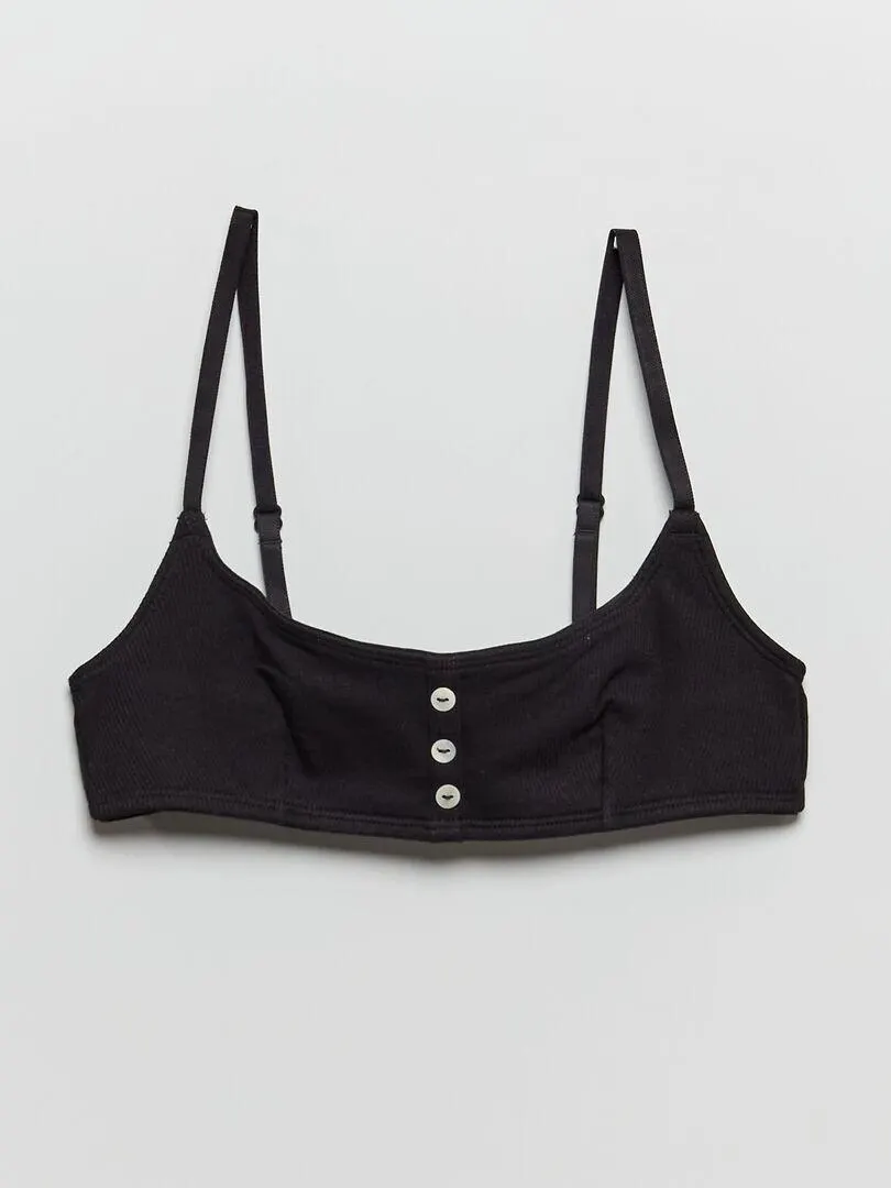Brassière en maille côtelée - noir