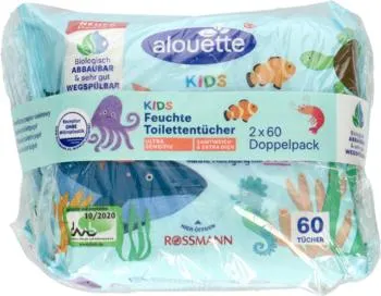 ALOUETTE Kids papier toaletowy nawilżany 2 x 60 szt, nr kat. 206835