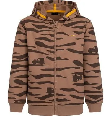 Rozpinana bluza z kapturem dla chłopca, z autami, brązowa 3-8 lat