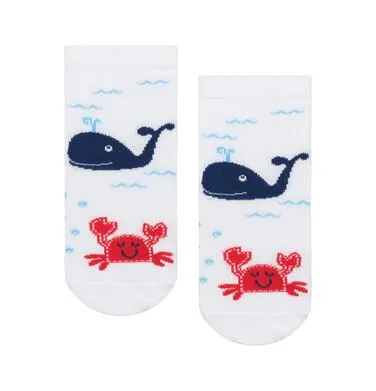 Skarpetki dziecięce, z wielorybem i krabem, białe