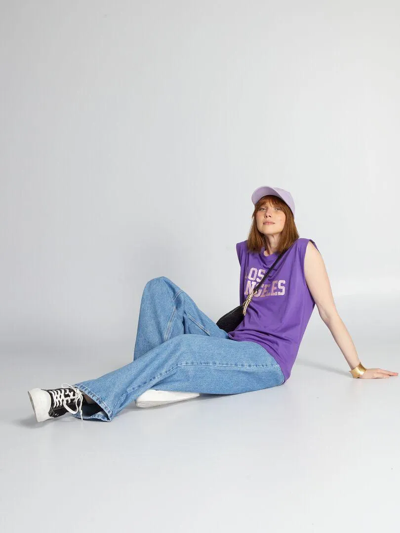 T-shirt à manches courtes avec imprimé - Violet