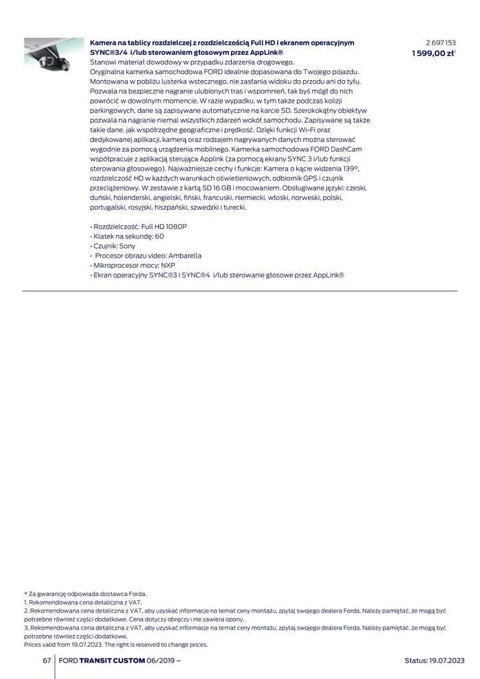 Gazetka NOWY FORD TRANSIT CUSTOM od 16 kwietnia do 16 kwietnia 2025 - Strona 67