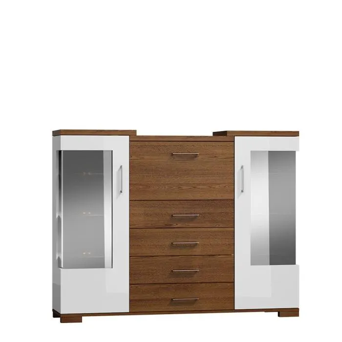 Komoda orzech/biały połysk GSMOD14