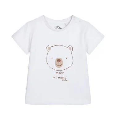 T-shirt dla dziecka do 2 lat, z misiem i napisem Mów mi misiu, biały