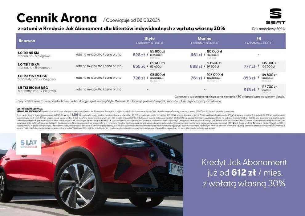 Gazetka SEAT Arona - Katalog i cennik od 4 kwietnia do 4 kwietnia 2025 - Strona 5