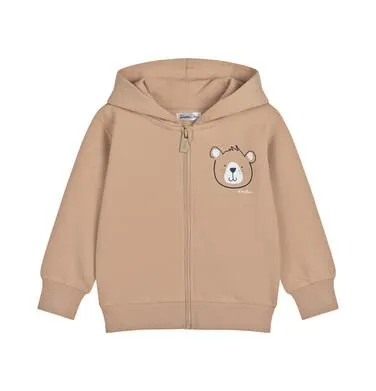 Rozpinana bluza z kapturem dla dziecka do 2 lat, z misiem, beżowa