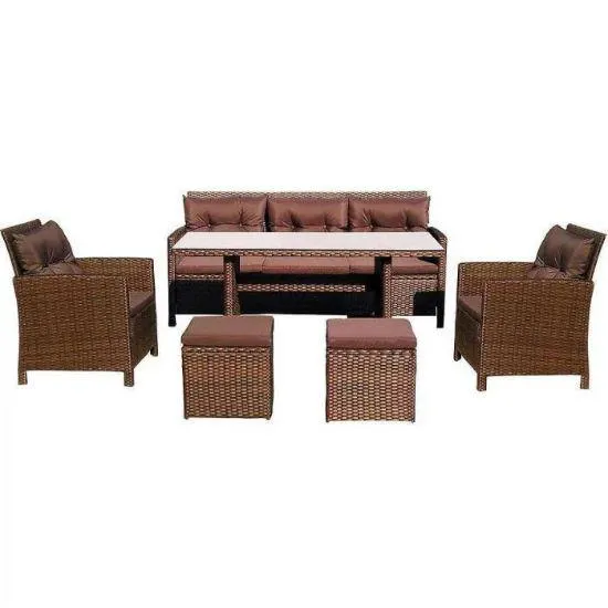 Komplet technorattan New York 6 części - brązowy