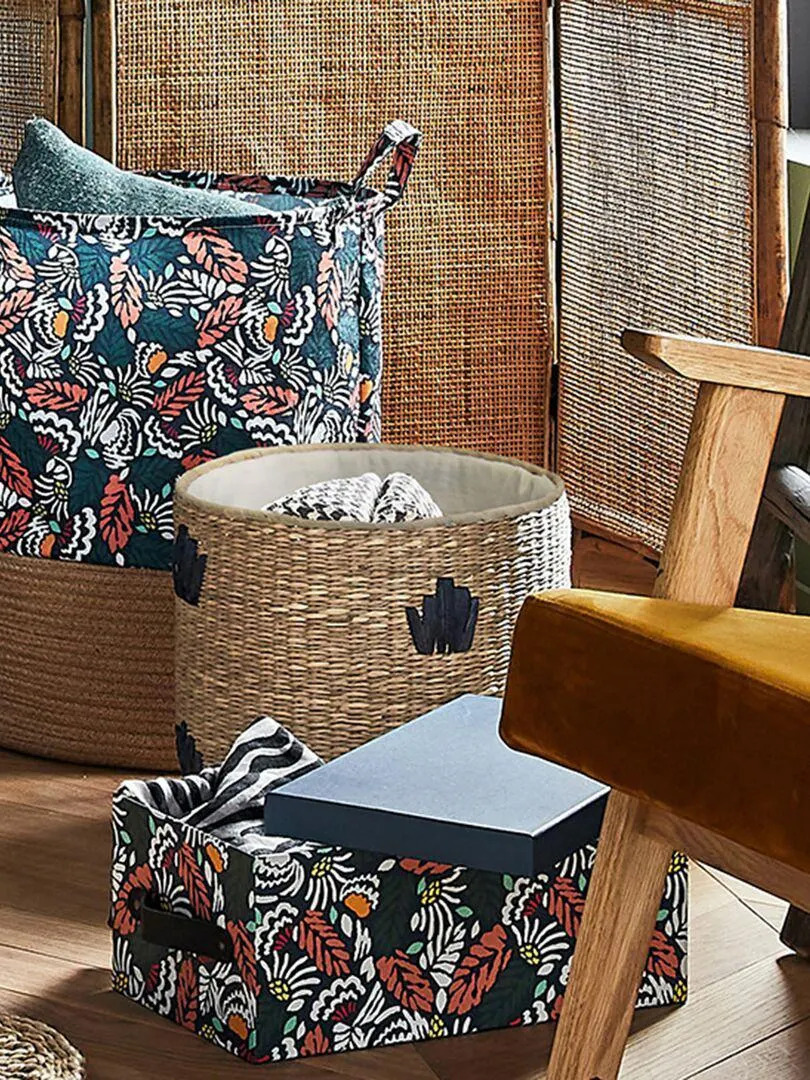 Boite de rangement avec poignets - bleu marine