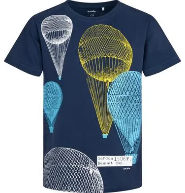 T-shirt z krótkim rękawem dla chłopca, z balonami, granatowy 9-13 lat