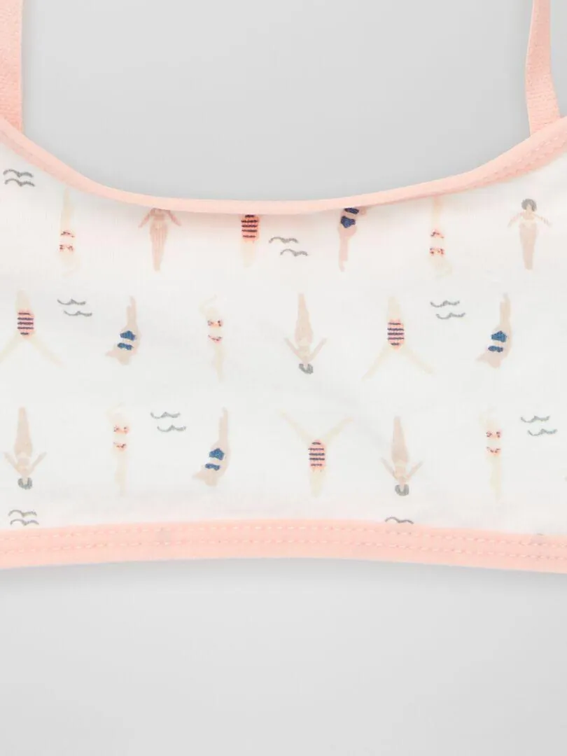 Brassière en jersey imprimé - écru/rose