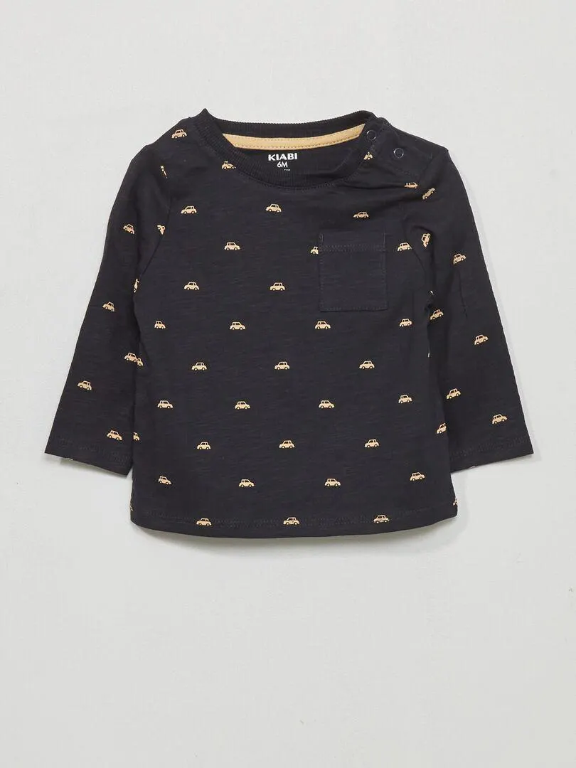 T-shirt en jersey avec imprimé - Bleu marine