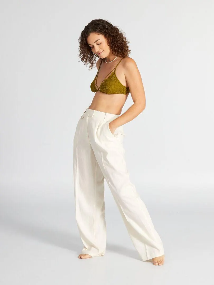 Soutien-gorge triangle avec laçage fantaisie - Kaki