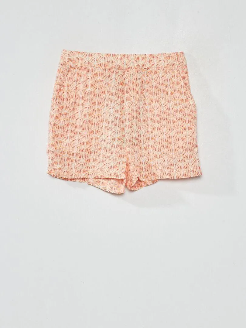Short fluide avec imprimé - Blanc/orange