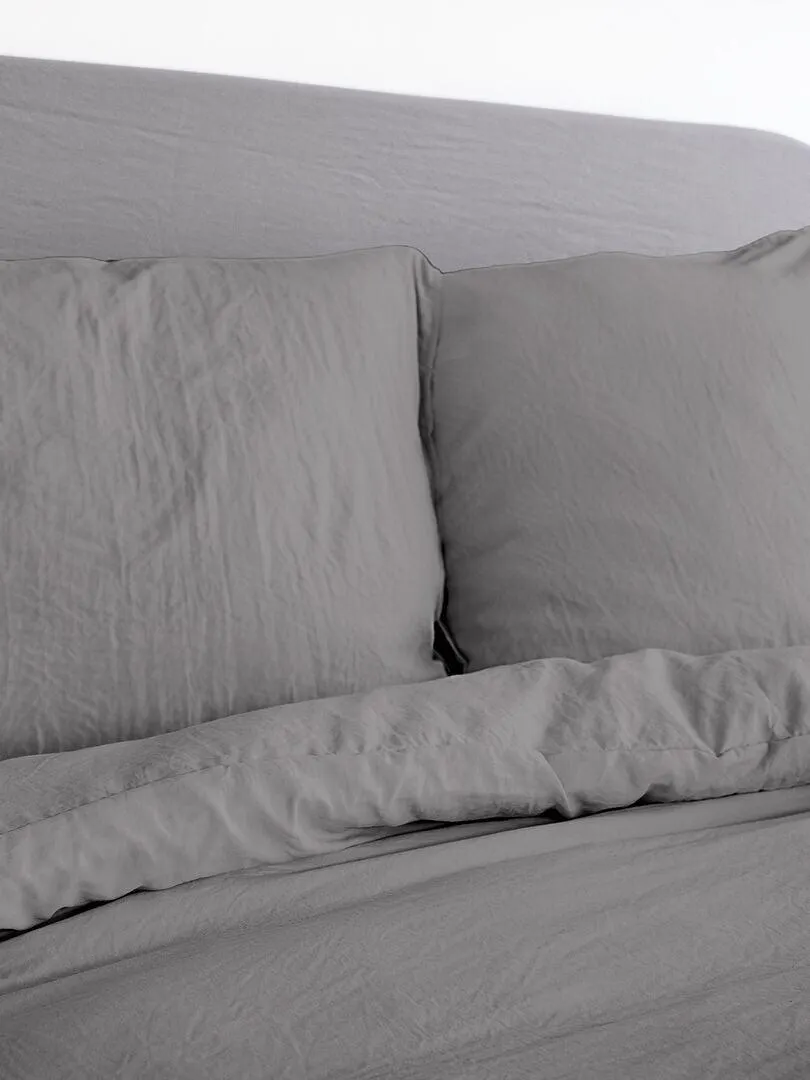 Parure de lit unie ultra douce - 2 personnes - Anthracite