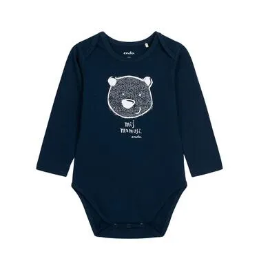 Body z długim rękawem dla dziecka do 2 lat, z napisem miś mamusi, granatowe